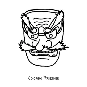 Coloring page of an easy Japanese mask