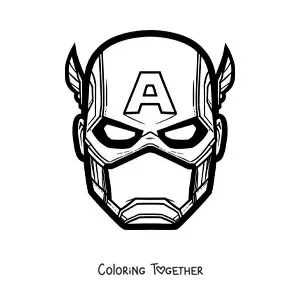 Coloring page of a Captain America mask from the Avengers