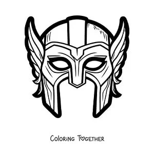 Coloring page of a Thor mask from the Avengers