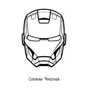 Coloring page of an Iron Man mask for a kids costume