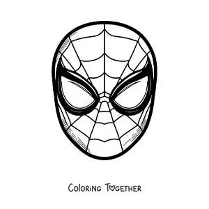 Coloring page of an easy Spiderman mask for kids