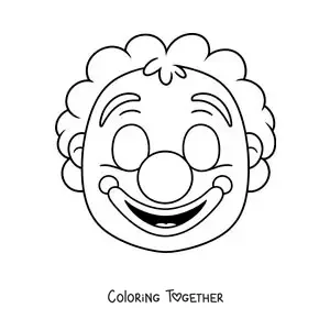 Coloring page of a clown mask