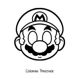 Coloring page of a Mario mask