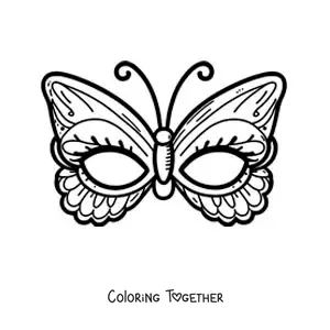 Coloring page of a butterfly mask