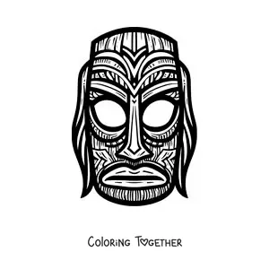Coloring page of a tiki mask