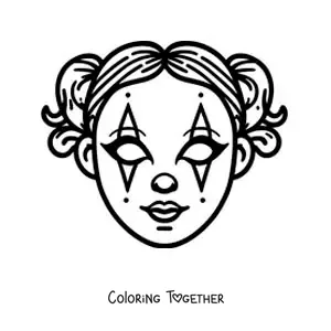 Coloring page of a clown mask for girls