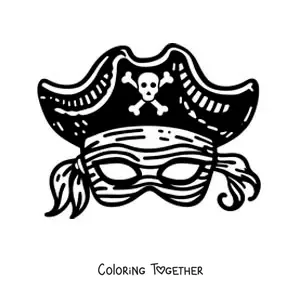 Coloring page of a pirate mask