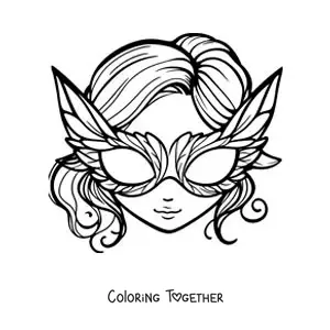 Coloring page of a mask for a girl