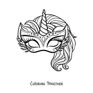 Coloring page of a unicorn mask