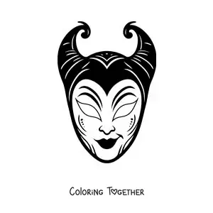 Coloring page of a Maleficent mask