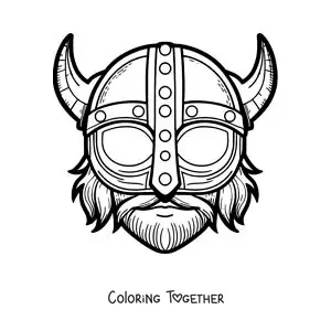 Coloring page of a viking mask