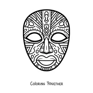 Coloring page of an African mask