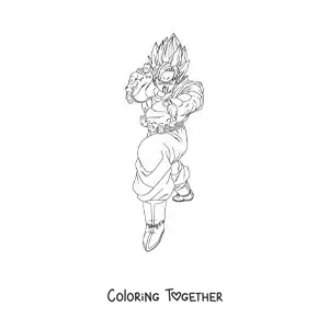 Coloring page of Goku in Super Saiyan mode doing the Kamehameha