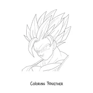 Coloring page of Goku's face in Super Saiyan mode