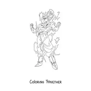 Coloring page of Goku in Super Saiyan 2 mode