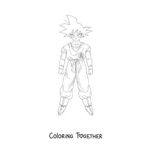 Coloring page of Goku standing and facing forward
