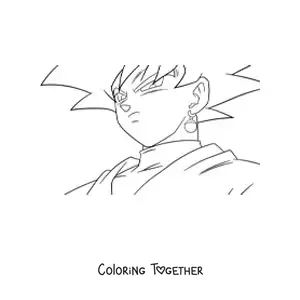 Coloring page of Goku Black's face