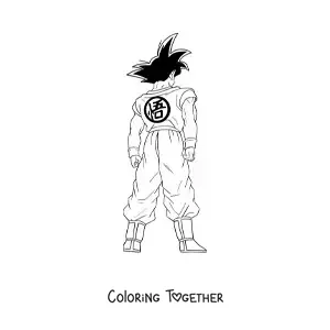 Coloring page of Goku standing with his back turned
