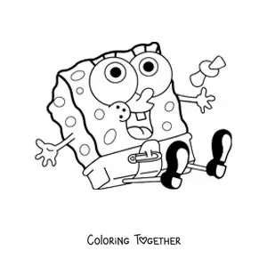 Coloring page of kawaii baby SpongeBob
