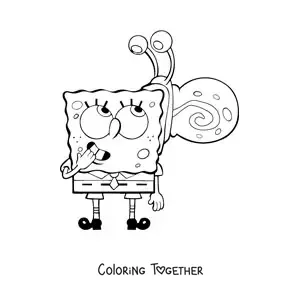 Coloring page of SpongeBob with Gary