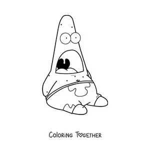 Coloring page of the surprised Patrick meme