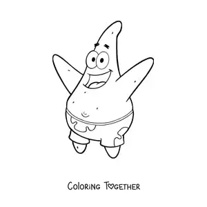 Coloring page of a happy Patrick