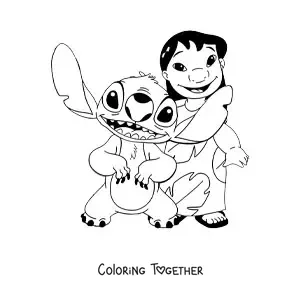 Coloring page of Lilo with Stitch
