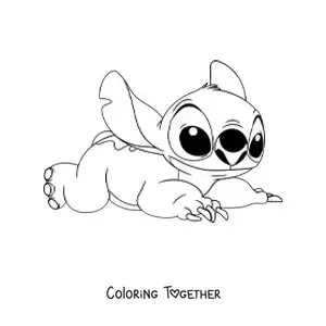Coloring page of Stitch lying down