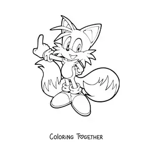 Coloring page of Tails from Sonic pointing to the left
