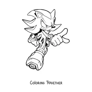 Coloring page of Shadow from Sonic pointing forward