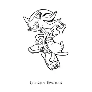 Coloring page of Shadow from Sonic crouching