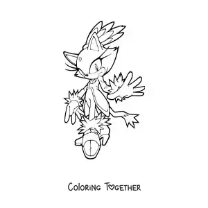Coloring page of Blaze from Sonic in a battle pose