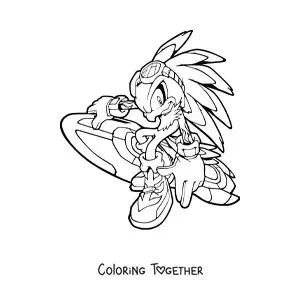 Coloring page of Jet from Sonic holding his board
