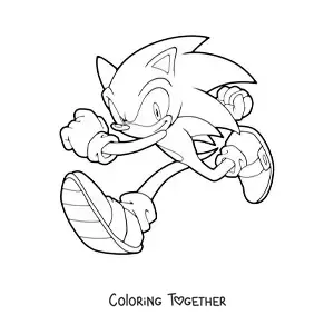 Coloring page of Sonic running