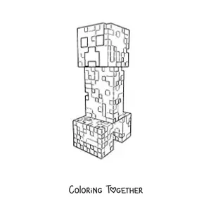 Coloring page of a Minecraft creeper
