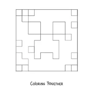 Coloring page of a Minecraft creeper's face