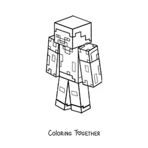 Coloring page of Steve from Minecraft seen from above