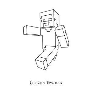 Coloring page of Steve from Minecraft running