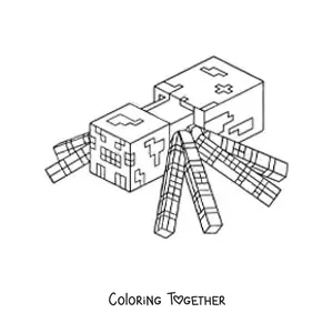 Coloring page of a Minecraft spider