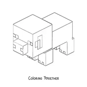 Coloring page of a Minecraft pig