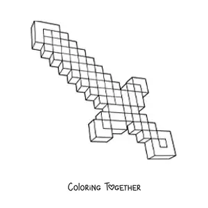 Coloring page of a Minecraft sword