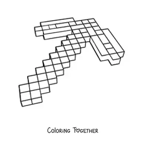 Coloring page of a Minecraft pickaxe