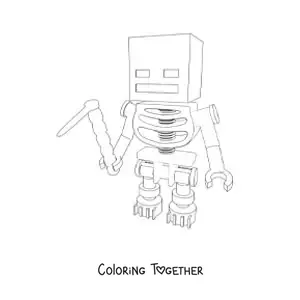 Coloring page of a Minecraft skeleton