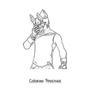 Coloring page of Drift from Fortnite holding his mask