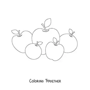 Coloring page of five apples