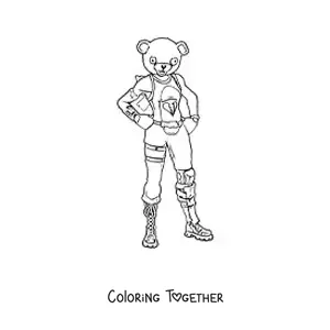 Coloring page of the Cuddle Team Leader from Fortnite