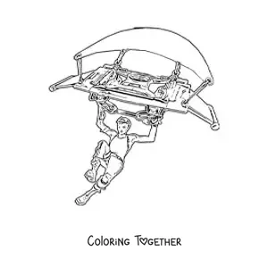 Coloring page of a Fortnite girl landing with a glider