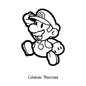 Coloring page of Paper Mario jumping