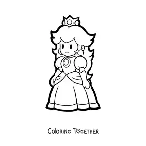 Coloring page of Paper Peach from Mario Bros