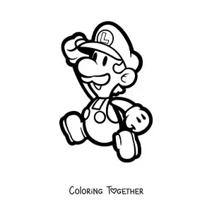 Coloring page of Paper Luigi from Mario Bros